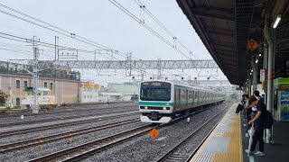 Joban train is passing at Kanamachi station