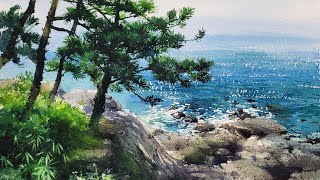 솔바람 바다향기/Pine Wind Sea Scent [바다풍경 수채화/Sea Landscape Watercolor]