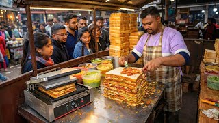 Non-Stop Giant Sandwich at a Roadside Stall | Inside Indian Street Food