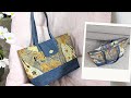 DIY Large Capacity Printed and Denim Tote Bag With Recessed Zipper | Old Jeans Idea | Bag Tutorial