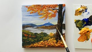 Autumn Painting / Acrylic Painting for Beginners / Mini canvas ideas