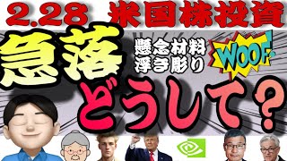 【急落マジか？】どーしてだよー💦トランプ関税に株価も振り回される‼️リスクオフムード強まる📴『2.28米国株投資🇺🇸』