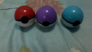 3 pokeballs with pokemon inside