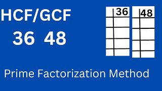 HCF/GCF 36 48 l Prime Factorization Method