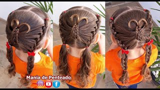 Penteado Infantil de borboleta trançada com Maria Chiquinha