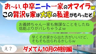 【LINE★特別編】底辺扱いして義妹一家の家を奪う義姉「中卒ニート一家にこの家はもったいないわｗ」→家乗っ取り後、不審な音に振り返った時の表情がｗ【スカッとする話】