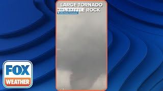 Large Tornado Seen Moving Through Little Rock, AR