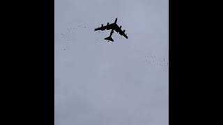 Video shows the moment a US B-52 bomber hit a flock of birds in midair