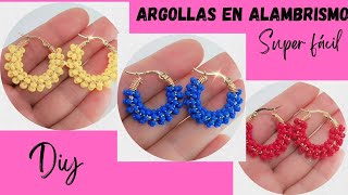 Arracadas fáciles en alambrismo/ argollas con mostacillas✨.fácil y rápidas