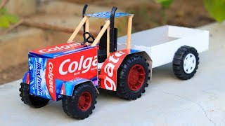 How to Make A Toy Tractor From Colgate at Home | DIY Toy | Electric Colgate Tractor