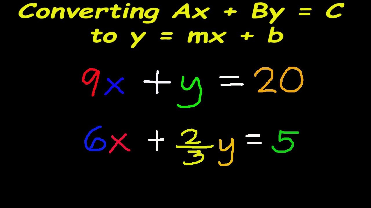 Converting Ax + By = C To Y = Mx + B - YouTube