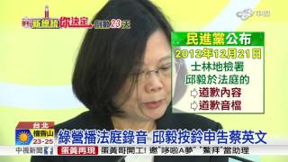 綠公布錄音阻炒地? 邱毅告違法毀謗│中視新聞20151224