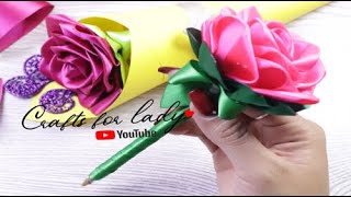 Amazing Ribbon Flower Work || video 80 || 😱😍 || Còmo Decorar un Lapicero😍||  #craftsforlady