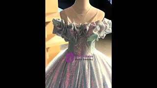 kemedress Light Blue Sequins Ball Gown Quinceanera Dress