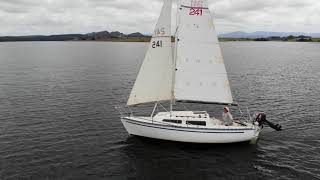 My Sunmaid 20, trailer sailer having one our first sails on Lake Tinaroo in Queensland, Australia