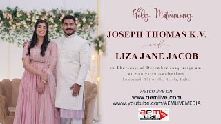 Wedding : Joseph Thomas K.V.  With  Liza Jane Jacob