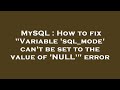 MySQL : How to fix 