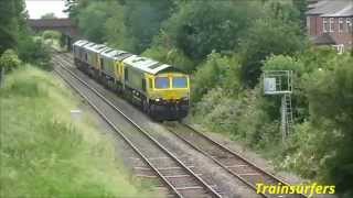 FL Convoy Class 66 No's. 66528 + 66416 + 66539 + 66419 on 0D53 Crewe BH - Leeds Rd on 08.07.15 - HD