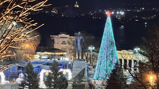 Новогодний СЕВАСТОПОЛЬ. Прогулка по вечернему городу. ОБЗОР всех центральных елок города. КРЫМ 2024