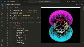 Fractal Tree Animation using Python Turtle | Recursive Turtle Graphics Art | @geekbyte01