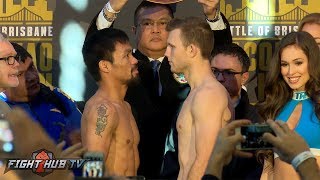 WE HAVE A FIGHT! Manny Pacquiao vs. Jeff Horn FULL WEIGH IN & FACE OFF VIDEO