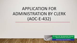Administration by Clerk - Video Tutorial