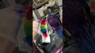 Rainbow hair colouring #hair #hairtutorial #haircolor #hairdresser #rainbowhair #bleachfail