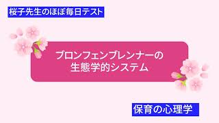 ＜桜子先生のほぼ毎日テスト＞ブロンフェンブレンナーの生態学的システム