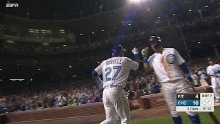 PIT@CHC: Russell hits Cubs' fifth homer of the game