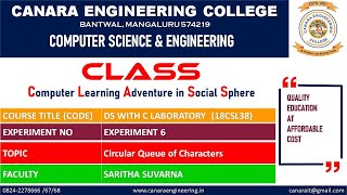 VTU DS LAB (18CSL38) DATA STRUCTURES LABORATORY [CIRCULAR QUEUE] (E6 L1)