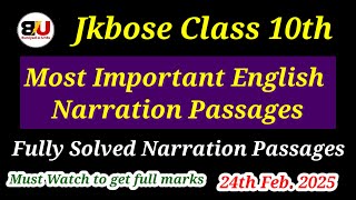 Most Important English Narration Passages Jkbose Class 10th 2025 | Important Narration Passages 10th