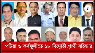 দলীয় সিদ্ধান্ত অমান্য করায় পটিয়া ও কর্ণফুলীতে ১৮ বিদ্রোহী প্রার্থীকে আওয়ামী লীগ থেকে বহিষ্কার