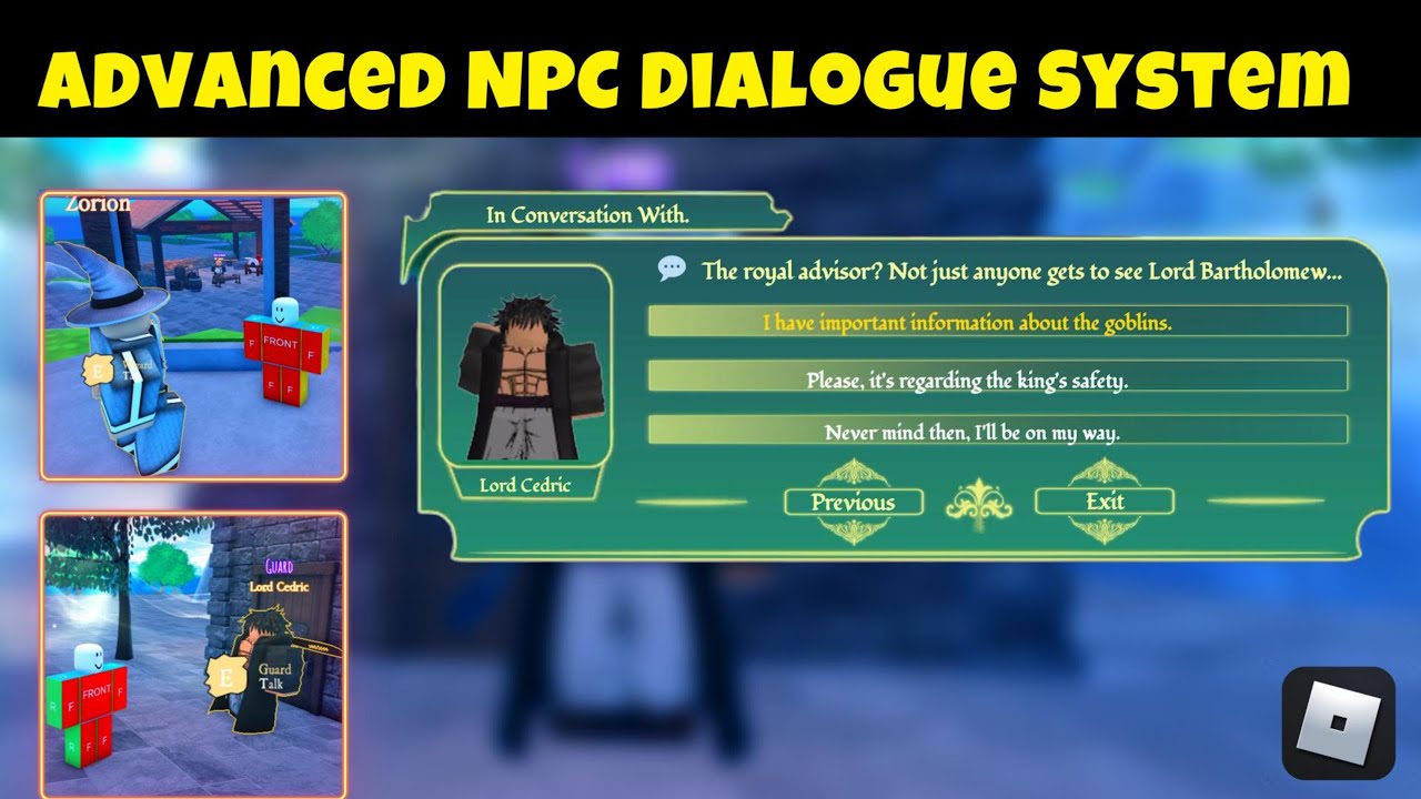 Advanced Npc Dialogue System Roblox Youtube