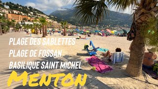 4K Menton Walking Tour 2024 Plage des Sablettes, Plage de Fossan