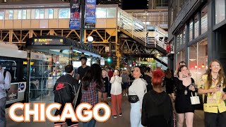 A Night in Chicago Walk on Friday | August 9, 2024 | 4k Video, City Sounds