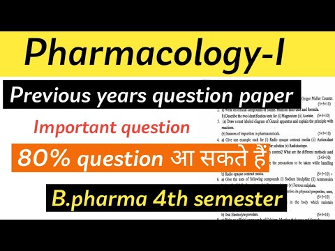 Pharmacology-I, Previous Year Question Paper, B.pharm 4th Sem - YouTube