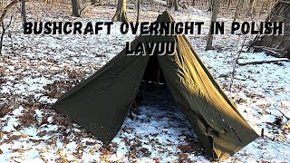 Winter overnight in polish lavvu tent