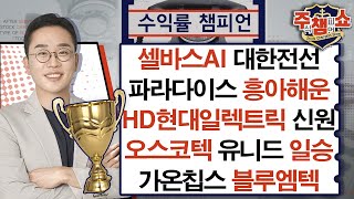 대한전선, 신원, 셀바스AI, 파라다이스, HD현대일렉트릭, 오스코텍, 유니드, 가온칩스, 블루엠텍, 흥아해운, 일승_주식 챔피언 쇼 (20241218)