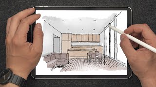 Interior Freehand Drawing Technique for Architects