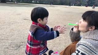 #taizsen 504days blowing bubbles しゃぼん玉　赤ちゃん1歳5ヶ月