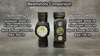 Beamshots Comparison - Sofirn HS21 vs Wurkkos HD50 Range: 25-50 meters