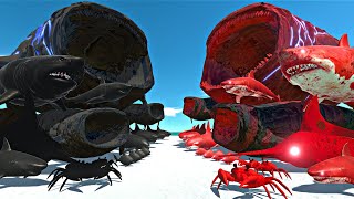 Sea Monsters Fights | Shadow Itself vs Red Zombie Itself - Animal Revolt Battle Simulator