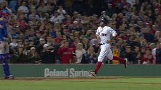 TEX@BOS: Young works a walk and Pedroia scores