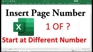 how to insert page numbers in excel not starting at 1