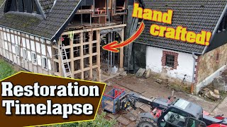 Amazing TIMELAPSE! Reconstruction of a half-timbered wall! (Part II)