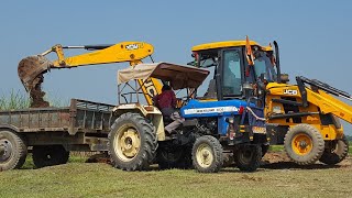 fully loaded tractor ||JCB Backhoe Machine Cutting Mud And Making Drain || JCB Video -Off RoadPlanet