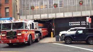 EXCLUSIVE 2ND VIDEO OF BRAND NEW FDNY TILLER 6 RESPONDING WITH FDNY ENGINE 9 ON CANAL STREET, NYC.