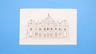 St. Peter's Basilica Vatican drawing | Pencil Sketching Tutorial