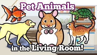 Cute Pet Animals in the Living Room | Drawing and Coloring with Glitter \u0026 Googly Eyes