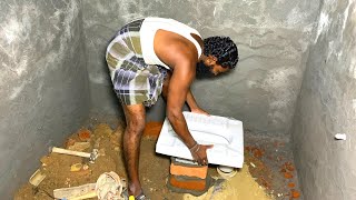 Wow Beautiful Work in Bathroom Indian Toilet Seat Fitting Easy and Fastest Way-Using sand and cement